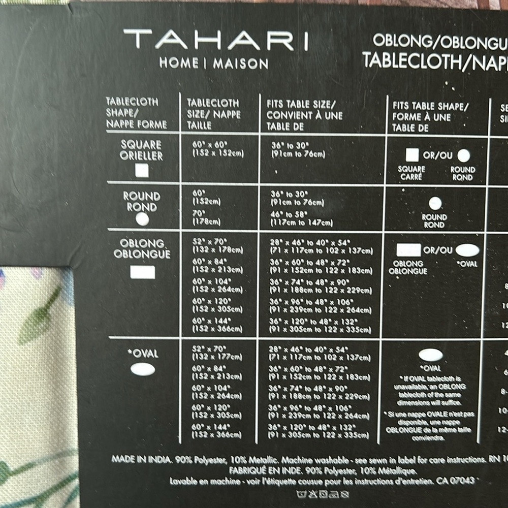 Tahari Tablecloth 60”x 104” Spring Garden Easter Eggs Floral New - Picture 2 of 2